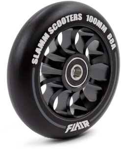 Stuntstep Wiel Aluminium 100mm Slamm Flair 2.0 Met Abec 9 Lagers In Color Zwart -Rijden Speelgoed Winkel SL580 2 Slamm 100mm Flair 2.0 Alloy Core Wheel Black Side speelactief.nl