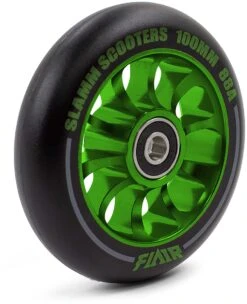 Stuntstep Wiel Aluminium 100mm Slamm Flair 2.0 Met Abec 9 Lagers In Color Zwart -Rijden Speelgoed Winkel SL580 2 Slamm 100mm Flair 2.0 Alloy Core Wheel Green Side speelactief.nl