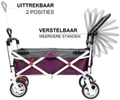 Active Outdoor Bolderkar Paars Met Zonnedak En Extra Bagagetas. Showmodel -Rijden Speelgoed Winkel bolderkar active outdoor opvouwen 3 1