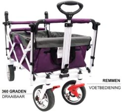 Active Outdoor Bolderkar Paars Met Zonnedak En Extra Bagagetas. Showmodel -Rijden Speelgoed Winkel bolderkar active outdoor opvouwen 5 1