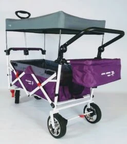 Active Outdoor Bolderkar Paars Met Zonnedak En Extra Bagagetas. Showmodel -Rijden Speelgoed Winkel bolderwagen active outdoor wagon paars duwbeugel voor