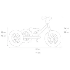 Trybike Steel Green 2in1 Loopfiets Vintage Groen -Rijden Speelgoed Winkel tekening trybike 2in1 afmetingen